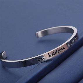 img 1 attached to Stay Fearless: MYOSPARK Be Badass Everyday Mantra Quote Cuff Bangle Bracelet