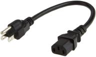 💡 кабельная продукция [2-pack] 1 фут 18 awg универсальный силовой шнур nema 5-15p к iec320c13, длина 0,3 м/черный. логотип