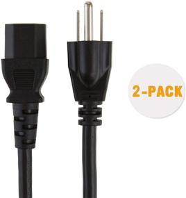 img 1 attached to 💡 Кабельная продукция [2-Pack] 1 фут 18 AWG Универсальный силовой шнур NEMA 5-15P к IEC320C13, длина 0,3 м/черный.