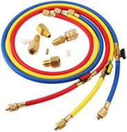 🔧 lichamp 3 pieces 5ft ac hvac manifold gauge hose kit with ball valve tension hose and 4 pieces hose adapters | compatible with r134a r410a r404a r12 r22 r502 r1234yf refrigerants logo