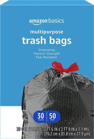 img 1 attached to 50-Pack 30 Gallon Amazon Basics Flextra Multipurpose Drawstring Trash Bags