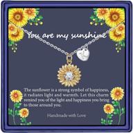 14k gold plated initial sunflower necklace: cz heart pendant, you are my sunshine jewelry for women & girls, alphabet a-z logo