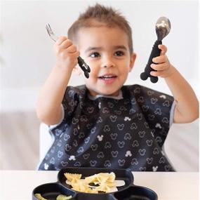 img 2 attached to 🍴 Bumkins Utensils, Disney Mickey Mouse Silicone and Stainless Steel Baby Fork and Spoon Set, Toddler Silverware, Self Feeding