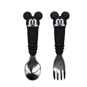 img 4 attached to 🍴 Bumkins Utensils, Disney Mickey Mouse Silicone and Stainless Steel Baby Fork and Spoon Set, Toddler Silverware, Self Feeding