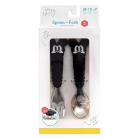 img 1 attached to 🍴 Bumkins Utensils, Disney Mickey Mouse Silicone and Stainless Steel Baby Fork and Spoon Set, Toddler Silverware, Self Feeding