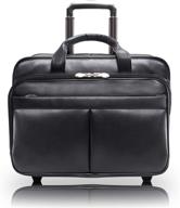 mcklein l series bowery top grain cowhide leather 15" wheeled laptop briefcase in black (model 87855) logo