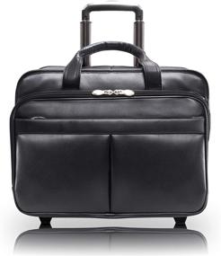 img 4 attached to McKlein L Series Bowery Top Grain Cowhide Leather 15" Wheeled Laptop Briefcase in Black (Model 87855)