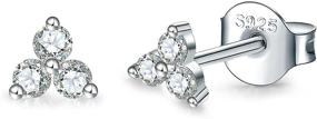 img 4 attached to 💎 Sterling Silver Flower CZ Stud Earrings for Women and Men - Hypoallergenic Cartilage Tragus Piercing Jewelry, Small 4mm Size Ideal for Girls and Teens