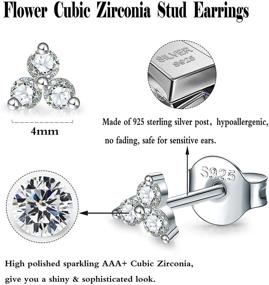 img 3 attached to 💎 Sterling Silver Flower CZ Stud Earrings for Women and Men - Hypoallergenic Cartilage Tragus Piercing Jewelry, Small 4mm Size Ideal for Girls and Teens