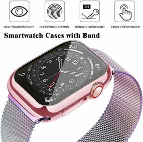 img 3 attached to 🌈 JuQBanke Металлические магнитные браслеты с чехлом для ремешка Apple Watch 38мм - Ремешок из нержавеющей стали Миланская сетка для замены для iWatch Series SE 6/5/4/3/2/1 - Цветной - Совместимость для женщин и мужчин