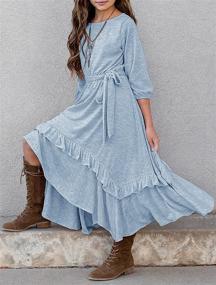 img 2 attached to 👗 Stylish MITILLY Girls Maxi Dress with Ruffles, Pockets, and Belt - Perfect for Casual and Swingy Looks
