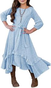img 4 attached to 👗 Stylish MITILLY Girls Maxi Dress with Ruffles, Pockets, and Belt - Perfect for Casual and Swingy Looks