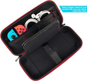 img 1 attached to 🎮 Hestia Goods Switch Case and Tempered Glass Screen Protector for Nintendo Switch - Deluxe Hard Shell Travel Carrying Case, Pouch Case for Nintendo Switch Console & Accessories, Streak Red
