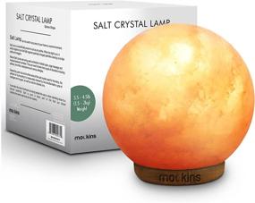 img 4 attached to 🌟 mockins Natural Himalayan Salt Sphere Lamp - Beautiful Wood Base, Includes Light Bulb and On/Off Switch - Perfect Adult Night Light and Decor