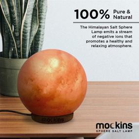 img 1 attached to 🌟 mockins Natural Himalayan Salt Sphere Lamp - Beautiful Wood Base, Includes Light Bulb and On/Off Switch - Perfect Adult Night Light and Decor