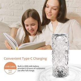 img 1 attached to 💎 Enhance your Space with the Crystal Table Lamp: 16 Dimmable Colors, Touch Control, USB Rechargeable & Cordless, Acrylic Diamond Nightstand Light with Remote Control - Perfect Decorative Bedside Lamp for Living Room Bedroom