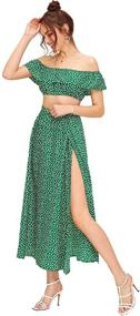 img 4 attached to 🌸 Floerns Women's 2-Piece Floral Crop Top and Long Skirt Set with Split Design