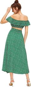 img 3 attached to 🌸 Floerns Women's 2-Piece Floral Crop Top and Long Skirt Set with Split Design