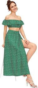 img 2 attached to 🌸 Floerns Women's 2-Piece Floral Crop Top and Long Skirt Set with Split Design