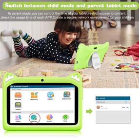 img 1 attached to 🟩 Green 7 Inch Kids Tablet Android 10 with WiFi, 3GB RAM+32GB ROM/128GB Parental Control Dual Camera Tablet Google Play Store