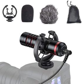 img 4 attached to 🎥 Universal Video Microphone - Cenawin Shotgun Mic with Shock Mount for iPhone, Android, Vlogging, Canon EOS, Nikon DSLR, Panasonic, Camcorders, and More