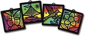 img 4 attached to 🦋 Melissa & Doug Scratch Art Light Catcher Classroom Group Pack: Butterfly, Boat, Hummingbird, Flower - Unleash Creativity with Radiant Scratch Art Designs