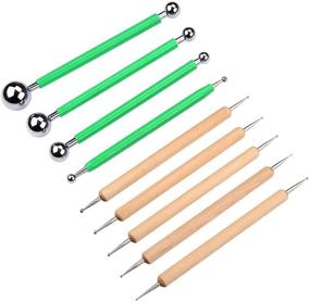 img 3 attached to Yagugu 9 Piece Polymer Clay Modeling Tools Set for Embossing Patterns on Clay, Pottery, Ceramics, Flower Carving - Sculpting Kit with Green Wooden Handles