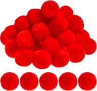 🎅 30-piece christmas red pom poms: acrylic large red pompoms for diy crafts & holiday costume decorations logo