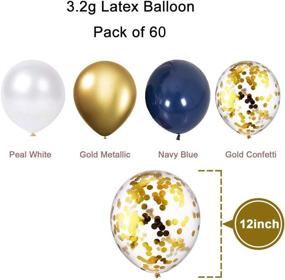 img 2 attached to 🎉 Navy Blue and Gold Confetti Balloons - 60pcs 12-inch Pearl White and Gold Metallic Chrome Balloons for Bridal Shower, Wedding, Engagement, Baby Shower, 1st Boys Birthday, and 2021 Graduation Supplies