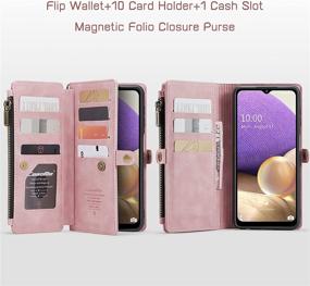 img 3 attached to 💼 Samsung Galaxy A32 5G Case - Premium PU Leather Wallet Case with Magnetic Flip, Zipper Pocket, Lanyard Strap & Card Holder - Rose Pink