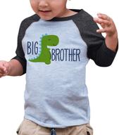 👕 7 ate 9 apparel boy's dinosaur big brother grey baseball tee - enhanced seo logo