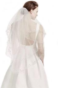img 4 attached to ✨ Silver Lined Beaded Bridal Wedding Veil 04 - Top-Sexy 2T Fingertip Veils with Glamorous Crystal Sparkles