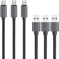 ailun micro usb cable 10ft 3pack - high speed 2.0 usb a male to micro usb charging cable for android phones and tablets, nylon braided for enhanced durability, blackgrey - compatible with wall and car chargers logo