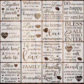 img 4 attached to 16-Piece Family Sign Stencils Set: Love Home Word Art Templates for Wood Wall Decor (11.02 x 11.02 Inch)