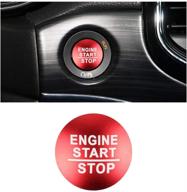 pifoog car interior accessories - jeep engine start stop button cover, keyless ignition button protector, metal sticker for grand cherokee, compass, and cherokee in red logo