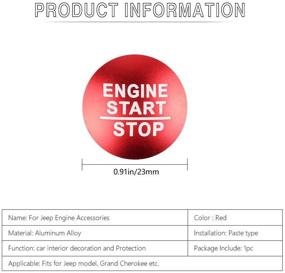 img 2 attached to PIFOOG Car Interior Accessories - Jeep Engine Start Stop Button Cover, Keyless Ignition Button Protector, Metal Sticker for Grand Cherokee, Compass, and Cherokee in Red