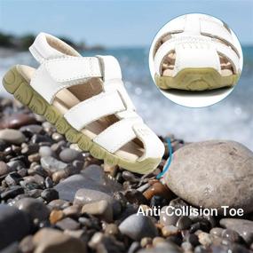 img 1 attached to Athlefit Closed Toe Leather Sandals for Boys and Girls - Outdoor Sport Casual Toddler Sandals