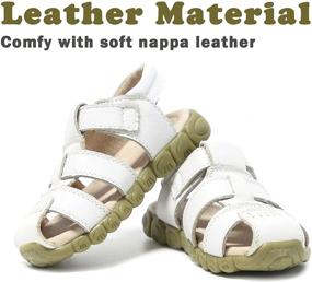 img 3 attached to Athlefit Closed Toe Leather Sandals for Boys and Girls - Outdoor Sport Casual Toddler Sandals