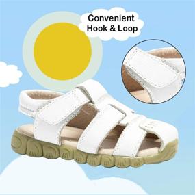 img 2 attached to Athlefit Closed Toe Leather Sandals for Boys and Girls - Outdoor Sport Casual Toddler Sandals