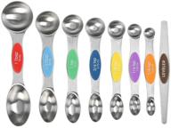 🥄 atpwonz magnetic measuring spoons set: double sided stainless steel spoons for precise dry and liquid measurements - 8-piece set with heavy duty spoons, leveler, and spice jar compatibility logo