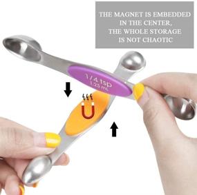 img 2 attached to 🥄 ATPWONZ Magnetic Measuring Spoons Set: Double Sided Stainless Steel Spoons for Precise Dry and Liquid Measurements - 8-Piece Set with Heavy Duty Spoons, Leveler, and Spice Jar Compatibility