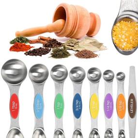 img 1 attached to 🥄 ATPWONZ Magnetic Measuring Spoons Set: Double Sided Stainless Steel Spoons for Precise Dry and Liquid Measurements - 8-Piece Set with Heavy Duty Spoons, Leveler, and Spice Jar Compatibility