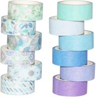 🔹 blue silver washi tape set - yubbaex 12 rolls of decorative masking tapes (blue mix) logo