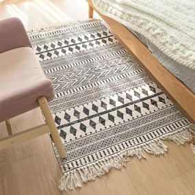 img 1 attached to 🏡 Kingrol 2 Pack Vintage Cotton Printed Tassels Throw Rugs for Kitchen Living Room Bedroom Bathroom Laundry Room, 2 x 3 Feet, 2 x 4.2 Feet - Enhance your space with these versatile area rugs!