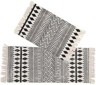 🏡 kingrol 2 pack vintage cotton printed tassels throw rugs for kitchen living room bedroom bathroom laundry room, 2 x 3 feet, 2 x 4.2 feet - enhance your space with these versatile area rugs! logo