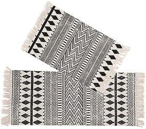 img 4 attached to 🏡 Kingrol 2 Pack Vintage Cotton Printed Tassels Throw Rugs for Kitchen Living Room Bedroom Bathroom Laundry Room, 2 x 3 Feet, 2 x 4.2 Feet - Enhance your space with these versatile area rugs!
