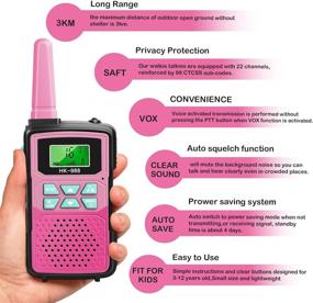 img 2 attached to Walkie Talkies For Kids - 22 Channels 2 Way Radio With Backlit LCD Flashlight 3 KMs Children Handheld Radio Toy
