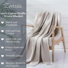 img 3 attached to 🌟 Zenssia Cotton Waffle Weave Blanket - Soft Comfortable Thermal Blanket for All Seasons - Perfect for Home Decor on Bed, Couch, Sofa - Queen Size (90 x 90 inches), Coffee