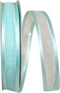 🎀 reliant ribbon sheer satin edge metallic ribbon - aqua/silver | 5/8 inch x 25 yards logo