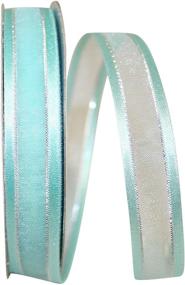 img 1 attached to 🎀 Reliant Ribbon Sheer Satin Edge Metallic Ribbon - Aqua/Silver | 5/8 Inch x 25 Yards